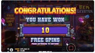 Gem Elevator Free Spins